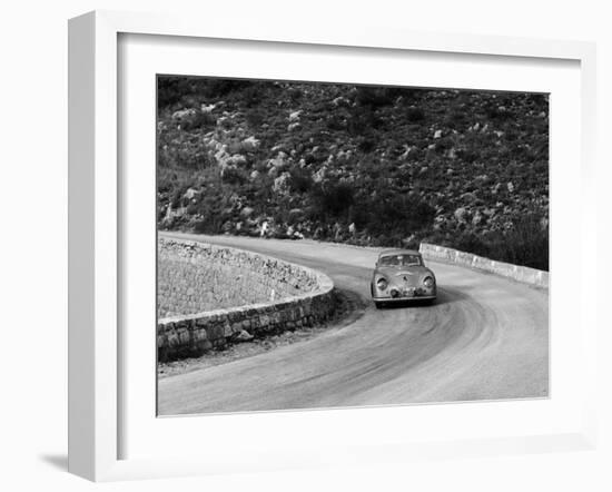 Porsche 356 Taking a Corner in the Monte Carlo Rally, 1954-null-Framed Photographic Print