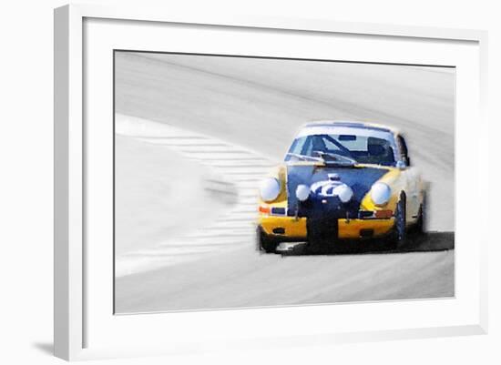 Porsche 911 on Race Track Watercolor-NaxArt-Framed Art Print