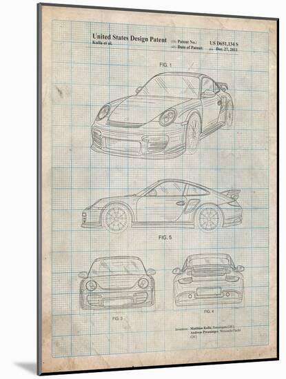 Porsche 911 with Spoiler Patent-Cole Borders-Mounted Art Print