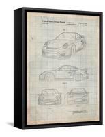 Porsche 911 with Spoiler Patent-Cole Borders-Framed Stretched Canvas