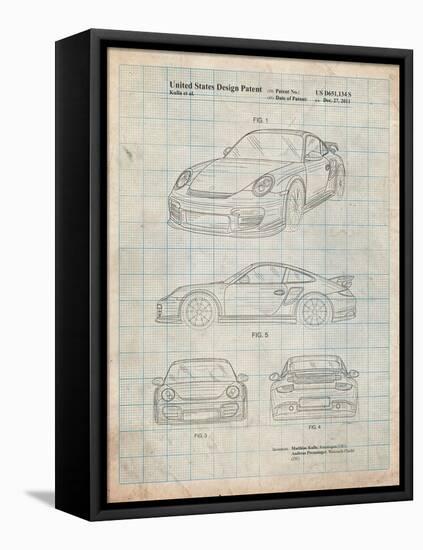 Porsche 911 with Spoiler Patent-Cole Borders-Framed Stretched Canvas