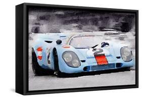 Porsche 917 Gulf Watercolor-NaxArt-Framed Stretched Canvas