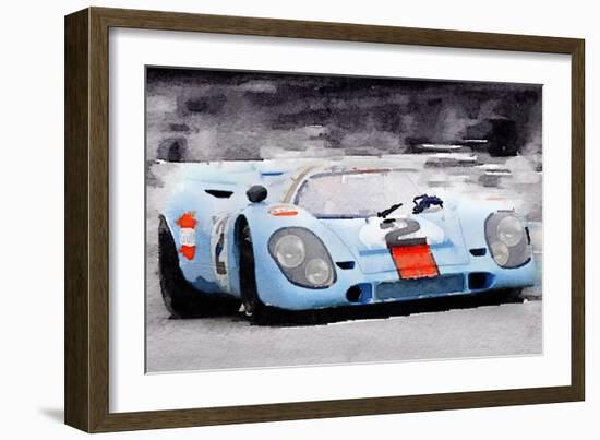 Porsche 917 Gulf Watercolor-NaxArt-Framed Art Print