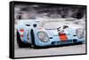 Porsche 917 Gulf Watercolor-NaxArt-Framed Stretched Canvas