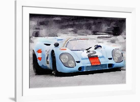 Porsche 917 Gulf Watercolor-NaxArt-Framed Premium Giclee Print