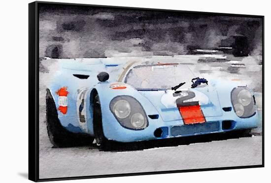 Porsche 917 Gulf Watercolor-NaxArt-Framed Stretched Canvas