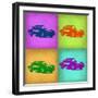 Porsche Pop Art 1-NaxArt-Framed Art Print