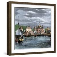 Port and Customs at Salem, Massachusetts, circa 1870. 19Th Century Lithography.-null-Framed Giclee Print
