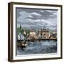 Port and Customs at Salem, Massachusetts, circa 1870. 19Th Century Lithography.-null-Framed Giclee Print