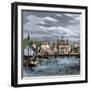 Port and Customs at Salem, Massachusetts, circa 1870. 19Th Century Lithography.-null-Framed Giclee Print