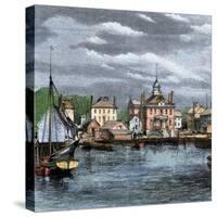 Port and Customs at Salem, Massachusetts, circa 1870. 19Th Century Lithography.-null-Stretched Canvas