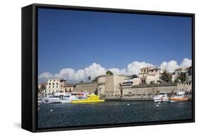 Port and Town Wall, Alghero, Province Sassari, Sardinia, Italy, Mediterranean, Europe-Markus Lange-Framed Stretched Canvas