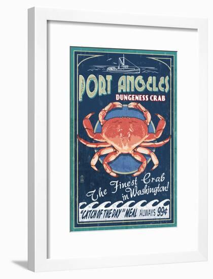 Port Angeles, Washington - Dungeness Crab Vintage Sign-Lantern Press-Framed Art Print