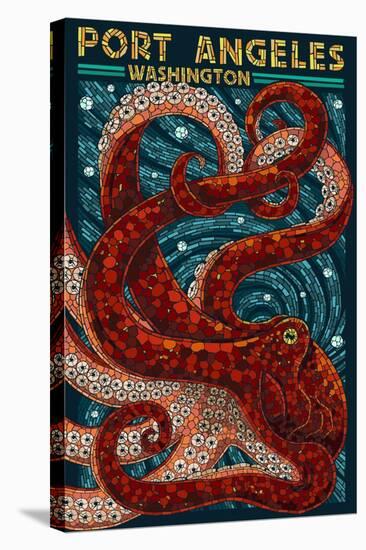 Port Angeles, Washington - Octopus Mosaic-Lantern Press-Stretched Canvas