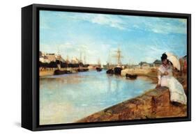 Port at Loby-Berthe Morisot-Framed Stretched Canvas