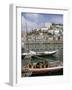 Port Barges on Douro River, with City Beyond, Oporto (Porto), Portugal-Upperhall-Framed Photographic Print