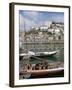 Port Barges on Douro River, with City Beyond, Oporto (Porto), Portugal-Upperhall-Framed Photographic Print