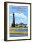 Port Bolivar, Texas - Lighthouse-Lantern Press-Framed Art Print