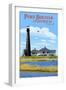 Port Bolivar, Texas - Lighthouse-Lantern Press-Framed Art Print