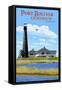 Port Bolivar, Texas - Lighthouse-Lantern Press-Framed Stretched Canvas