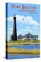 Port Bolivar, Texas - Lighthouse-Lantern Press-Stretched Canvas