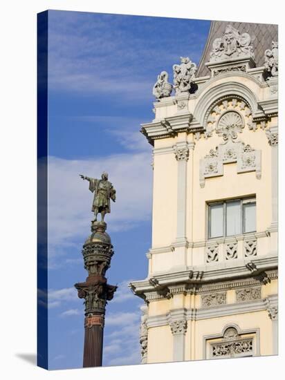 Port Building and Columbus Monument, Port Vell District, Barcelona, Catalonia, Spain, Europe-Richard Cummins-Stretched Canvas