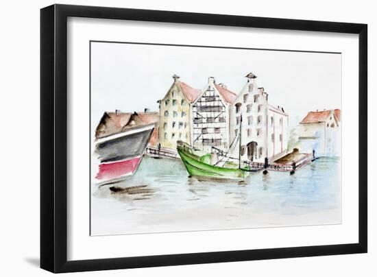 Port City Landscape-vilax-Framed Art Print