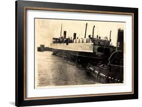 Port De Dunkerque, Hampton Ferry Boat Quittant Port-null-Framed Giclee Print