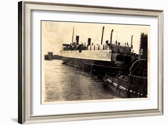 Port De Dunkerque, Hampton Ferry Boat Quittant Port-null-Framed Giclee Print