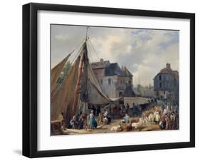 Port de Honfleur, l'embarquement des bestiaux-Auguste Anne Xavier Leprince-Framed Giclee Print