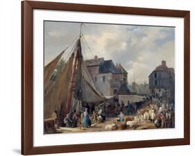 Port de Honfleur, l'embarquement des bestiaux-Auguste Anne Xavier Leprince-Framed Giclee Print