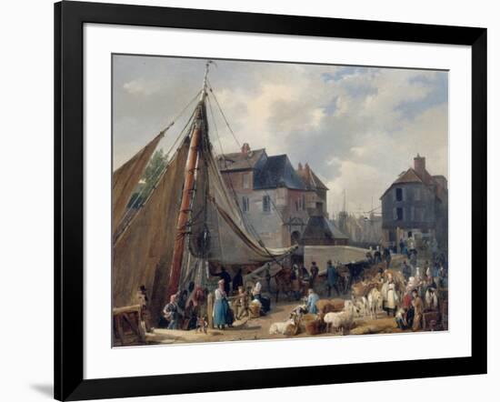 Port de Honfleur, l'embarquement des bestiaux-Auguste Anne Xavier Leprince-Framed Giclee Print