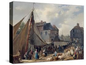 Port de Honfleur, l'embarquement des bestiaux-Auguste Anne Xavier Leprince-Stretched Canvas