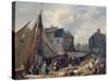 Port de Honfleur, l'embarquement des bestiaux-Auguste Anne Xavier Leprince-Stretched Canvas