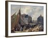 Port de Honfleur, l'embarquement des bestiaux-Auguste Anne Xavier Leprince-Framed Giclee Print