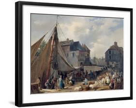 Port de Honfleur, l'embarquement des bestiaux-Auguste Anne Xavier Leprince-Framed Giclee Print