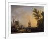 Port de mer au soleil couchant-Claude Joseph Vernet-Framed Giclee Print