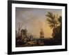 Port de mer au soleil couchant-Claude Joseph Vernet-Framed Giclee Print