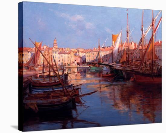Port de St Tropez, Cote D'Azur-Emile Joseph Humblot-Stretched Canvas