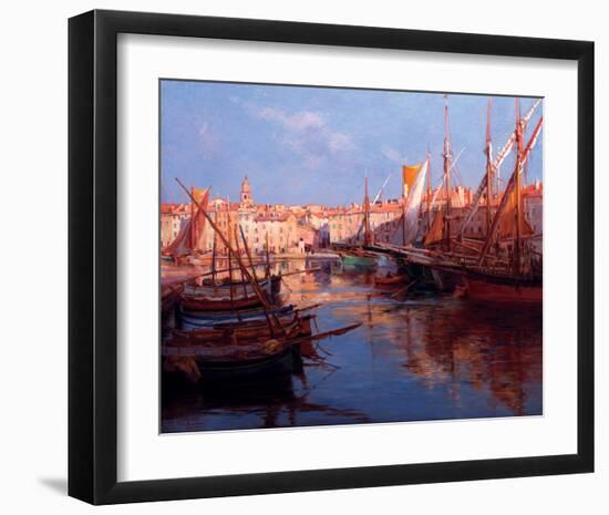 Port de St Tropez, Cote D'Azur-Emile Joseph Humblot-Framed Art Print