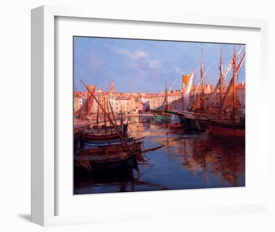 Port de St Tropez, Cote D'Azur-Emile Joseph Humblot-Framed Art Print