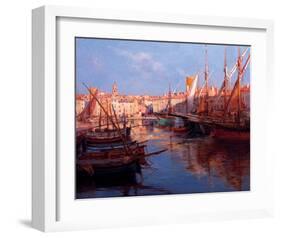 Port de St Tropez, Cote D'Azur-Emile Joseph Humblot-Framed Art Print