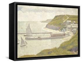 Port en Bessin, avant-port, marée haute (Calvados)-Georges Seurat-Framed Stretched Canvas