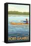 Port Gamble, Washington - Kayak Scene-Lantern Press-Framed Stretched Canvas