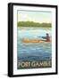 Port Gamble, Washington - Kayak Scene-Lantern Press-Framed Art Print