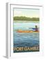 Port Gamble, Washington - Kayak Scene-Lantern Press-Framed Art Print