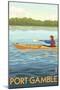 Port Gamble, Washington - Kayak Scene-Lantern Press-Mounted Art Print