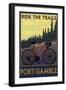 Port Gamble, Washington - Mountain Bike-Lantern Press-Framed Art Print