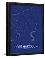 Port Harcourt, Nigeria Blue Map-null-Framed Poster
