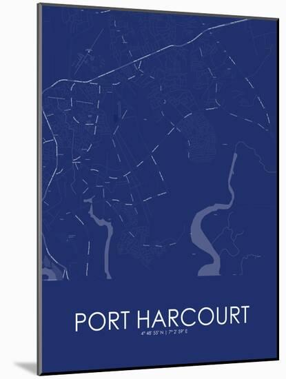 Port Harcourt, Nigeria Blue Map-null-Mounted Poster